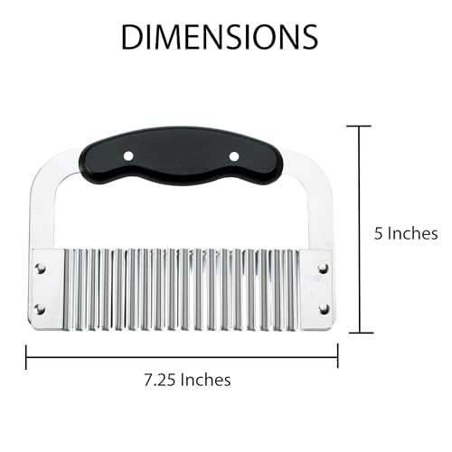 HIC Kitchen Crinkle-Cut Wave Slicer French Fry Vegetable Cutter, Stainless Steel Blade, For Waffle Fries Chips Decorative Vegetables Holiday Meal Prep And Baby-Led Weaning