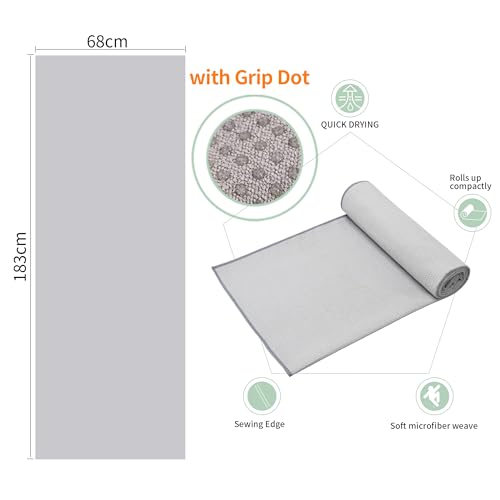 2 Pack Hot Yoga Towel with Grip Dot,Stickyfiber Yoga Mat Towels Non Slip for Hot Yoga,Absorbent Microfiber Sweat Anti-Slip Cover,Bikram,Pilates,Exercise,Fitness