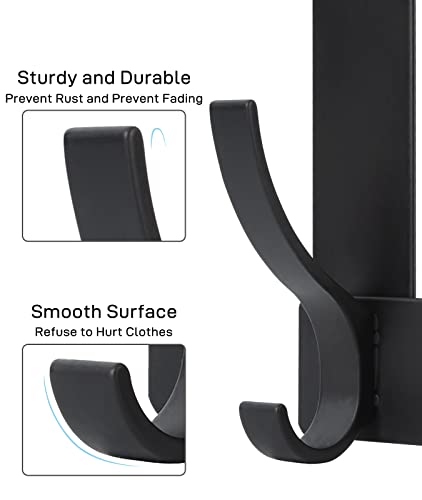 Over The Door Hooks, Door Hanger Hooks for Hanging, Over The Doors Towel Racks for Bathroom with 12 Coat Hook, Coat Rack Dorm Essentials Bathroom Accessories(1 Pack, Black)