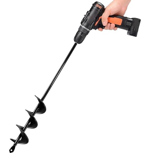 TCBWFY Auger Drill Bit for Planting 1.6x16.5inch Extended Length Garden Auger Spiral Drill Bit for Planting Bulbs Flowers,Post Hole Digger for 3/8”Hex Drill