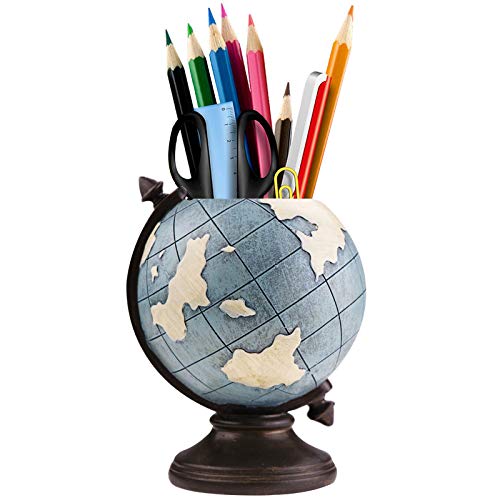 MUAMAX Globe Pen Pencil Holder for Desk Pen Organizer for Desk Desktop Organizer Pencil Cup Pot Desktop Accessories for Home Office School