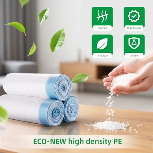 Drawstring 4 Gallon Trash Bag 51 Counts, Tear-Free & Leakproof Small Trash Bags, Unscented Small Garbage Bags, 15 Liter Mini Wastebasket can Liners for Bathroom Bedroom Office