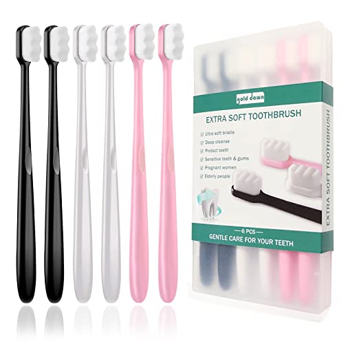 Extra Soft Toothbrush for Sensitive Teeth and Gums, Micro Fur Manual Toothbrush with 20000 Ultra Soft Bristle, Excellent Cleaning Effect, Perfect for Kids & Adults (6 Pack)