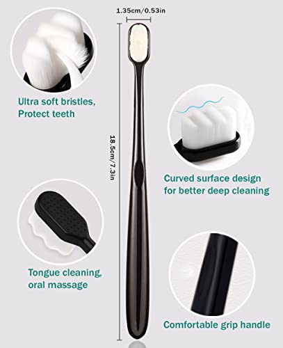 Extra Soft Toothbrush for Sensitive Teeth and Gums, Micro Fur Manual Toothbrush with 20000 Ultra Soft Bristle, Excellent Cleaning Effect, Perfect for Kids & Adults (6 Pack)