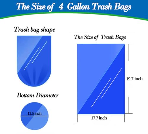 4 Gallon 100pcs Small Clear Trash Bags Strong Clear Garbage Bags, Bathroom Trash Can Bin Liners, Plastic Bags for Office Home Kitchen, Waste Basket Liner, Fit 12-15 Liter, 3-4 Gal(4G100-Clear)