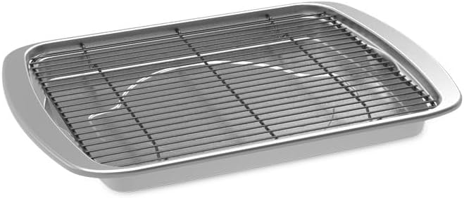 Nordic Ware Oven Crisp Baking Tray 2pc Set Includes Pan and Rack; Natural Aluminum For Air Frying, Crisping, Broiling, Baking; Cooking Surface 17 x 12 Inches