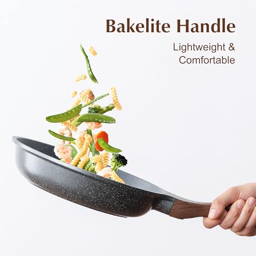SENSARTE Nonstick Frying Pan Skillet, Swiss Granite Coating Omelette Pan, Healthy Stone Cookware Chef's Pan, PFOA Free (8/9.5/10/11/12.5 Inch) (9.5 Inch)