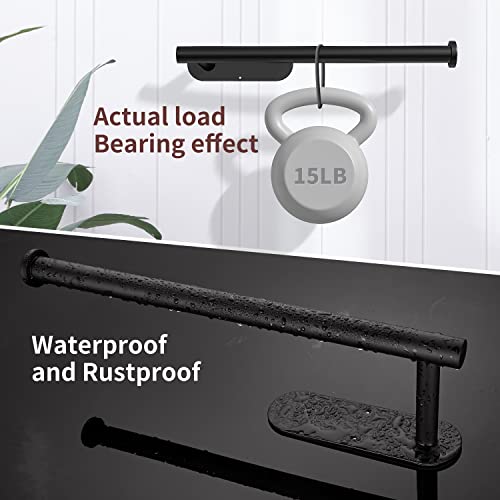 DEKAVA Paper Towel Holder Under Cabinet Wall Mount for Kitchen Towel, Self-Adhesive Bar, Rack, SUS304 Stainless Steel 13 inch (BlackA, 1)