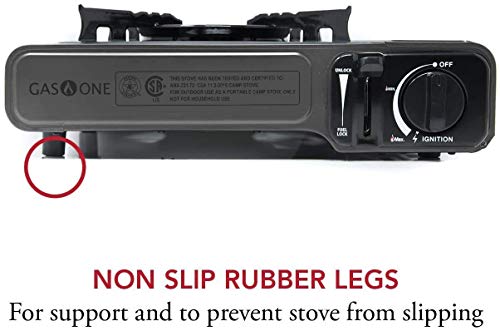 Gas One Portable Butane Camping Stove with Case: Automatic Ignition, Precise Heat Control - Camping & Tailgating and Outdoor Cooking