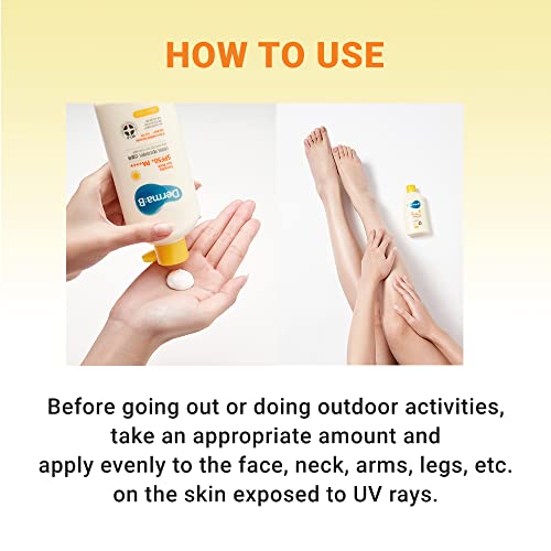 Derma B Everyday Sun Block Large Size Sunscreen SPF50+ PA++++ 6.71 Fl Oz, 200ml Fast-Absorbing Lightweight SPF Moisturizer, Facial Body Non-Sticky for Dewy Skin, Korean Protection Lotion