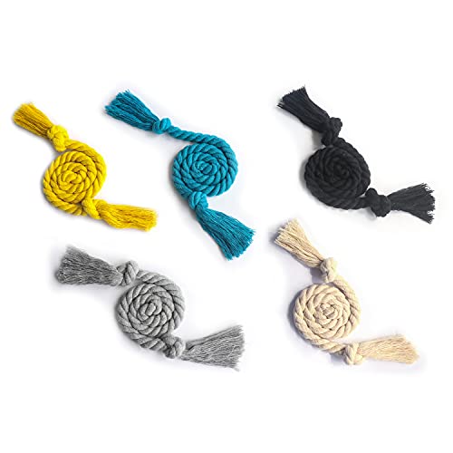 4 Pack Curtain Ties, Outdoor Curtain Tiebacks Rope for Patio Gazebo Pergola Cabana, Natural Cotton Curtain Holders, Village Rural Rustic Farmhouse Curtain Holdbacks for Drapery, Black