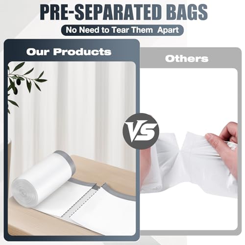 Drawstring 8 Gallon Trash Bags - 100 Count Pre-separated Medium Trash Bags 8 Gallon, Unscented White 8 Gal Garbage Bags
