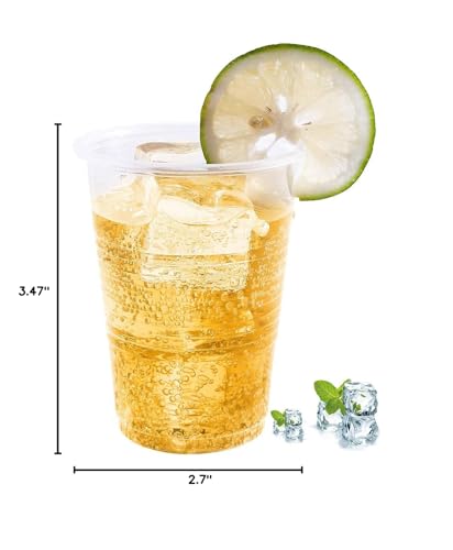 Turbo Bee 7oz Plastic Cups 300 Pack, Disposable Clear Party Cups for Home, School, Office & Events | Small Transparent Tumblers for Drinks, Samples & Commercial Use