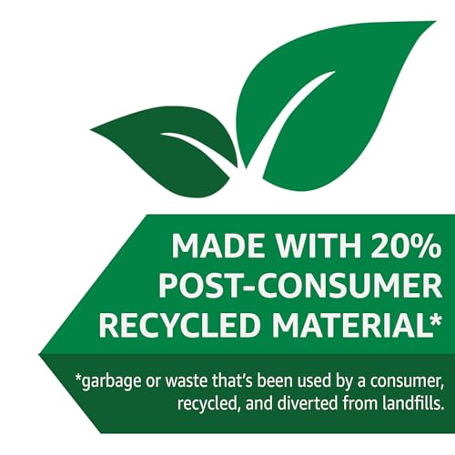 Basics 30 Gallon Multipurpose Drawstring Trash Bags, 20% Post Consumer Recycled, Black with Red Drawstring, 50 Count