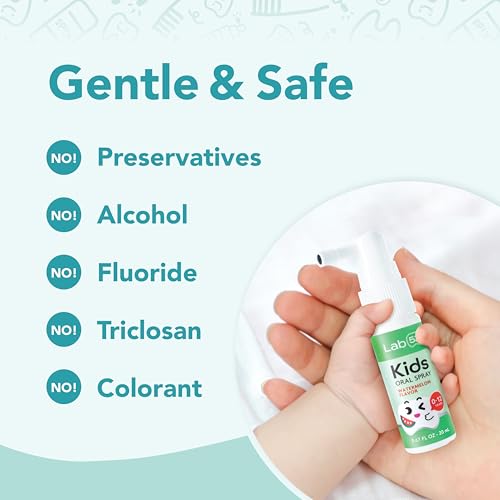 LAB52 Kids Oral Spray, Toddler Toothpaste Helper for Daily Oral Care and Fresh Breath, Children Approved with Fluoride Free for Newborn to Preschoolers, Xylitol Vanilla Flavor