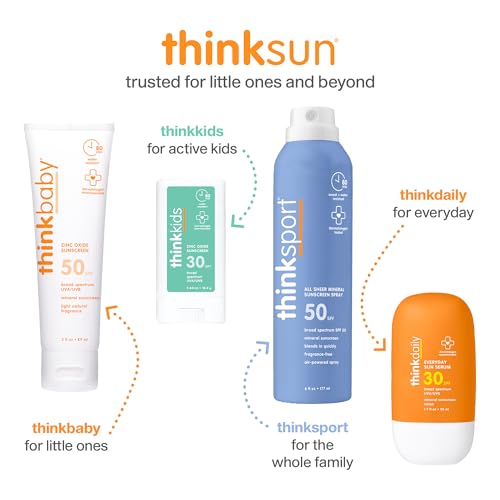 Thinkbaby SPF 50+ Baby Sunscreen, 6 Oz. – Safe, Natural Mineral Sun Cream for Babies - Water Resistant, Broad Spectrum UVA/UVB Sun Protection – Vegan Sunscreen for Kids