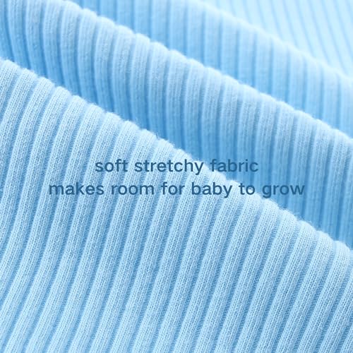 Baby Romper with Baby Mittens & Newborn Hats Footless Long Sleeve Solid Onesie Hi Im New Here