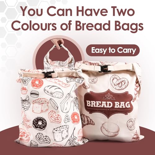 Beeswax Bread Bags,Extra Large 2 Pack- 17"×13" Reusable Sourdough Bread Bags for Homemade Bread