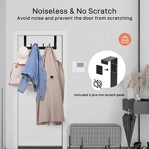 Over The Door Hooks, Door Hanger Hooks for Hanging, Over The Doors Towel Racks for Bathroom with 12 Coat Hook, Coat Rack Dorm Essentials Bathroom Accessories(1 Pack, Black)