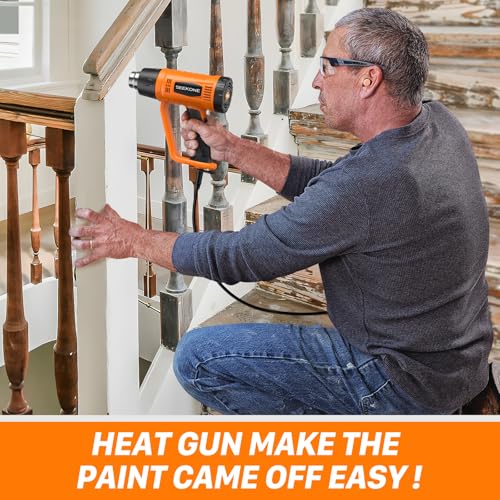 SEEKONE Heat Gun 1800W Heavy Duty Fast Heat Hot Air Gun Kit with 752℉&1112℉(400℃-600℃) Dual-Temperature Settings and 4 Nozzles with Overheat Protection for Crafts, Shrinking PVC, Stripping Paint