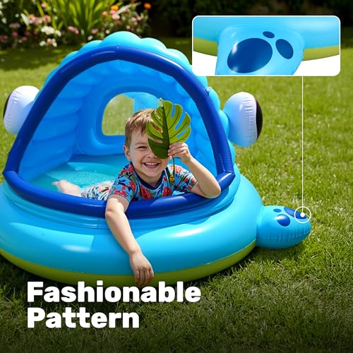 JOYIN Inflatable Shade Kiddie Pool,Whale Baby Pool Tent, Infant Swimming Pool for Kids (54" x 56" x 28"),Blow Up Toddler Pool for Swim Party Toys Summer Water Beach Fun
