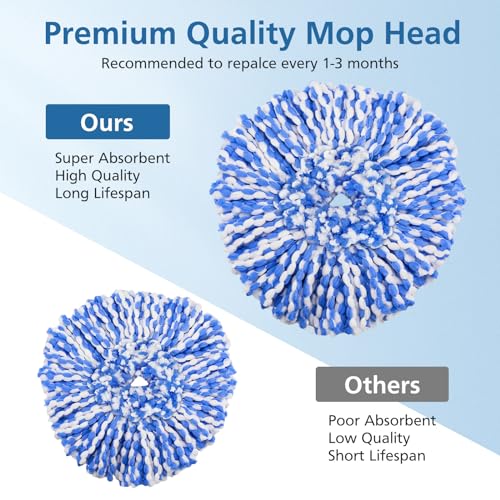 4 Pack RinseClean Spin Mop Replacement Head Spin Mop Refills Compatible with O Ceda RinseClean Dual System, Microfiber Mop Easy Cleaning Floor Head Mo-p for Floor Cleaning RinseClean 2 Tank System