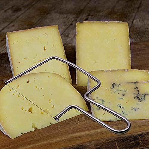 Aeon Design Cheese Slicer/Cutter With Extra 2 Wires-Easy And Fast Cutting Hard Or Semi Hard Block Cheeses-Stainless Steel Kitchen Tool-Long Lasting Wires