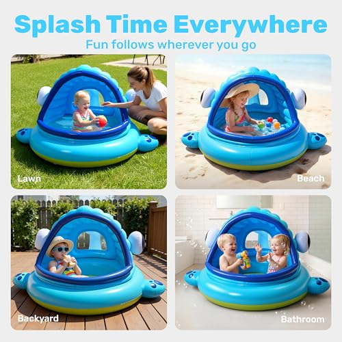 JOYIN Inflatable Shade Kiddie Pool,Whale Baby Pool Tent, Infant Swimming Pool for Kids (54" x 56" x 28"),Blow Up Toddler Pool for Swim Party Toys Summer Water Beach Fun