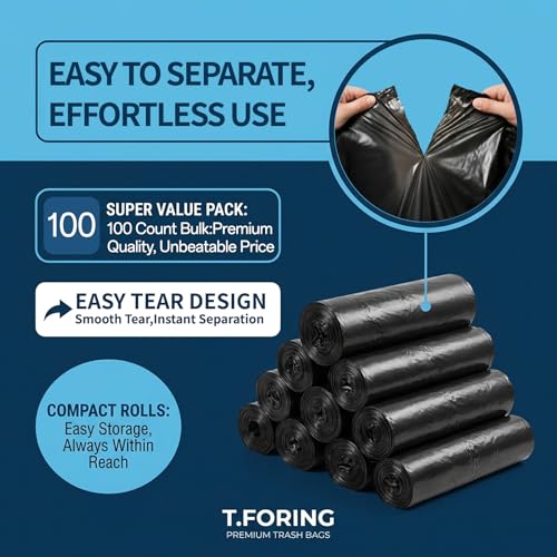 20-30 Gallon Trash Bags Black - 1.28 Mil Thick,30" x 35" Large Garbage Bags 100 Count,20+ Gallon Heavy Duty Trash Can Liners Unscented for Kitchen Home Office Commercial Outdoor