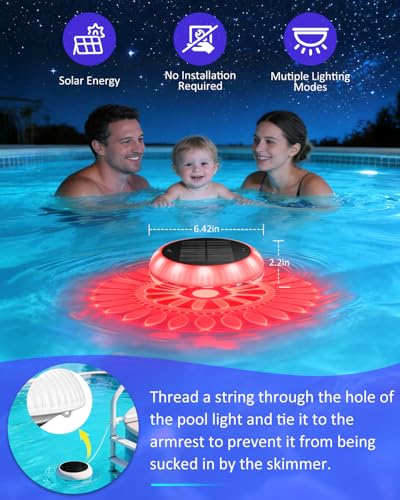 Yogaret Solar Floating Pool Lights - Pool Lights, 18 RGB Lighting Modes, IP68 Waterproof, for Inground and Above Ground Pool, Pool Party, Bathroom, Bathtub, Garden, Pond Decor(2Pcs)