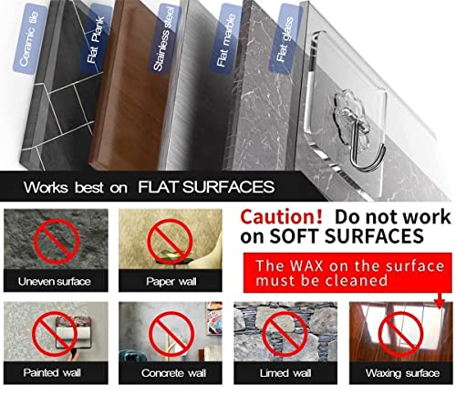 ZESLMG Adhesive Wall Hooks for Hanging, 16 Pack Self Sticky Hooks Heavy Duty 22lb Clear, Removable Shower Hook No Damage for Towel Key Coat Wreath Picture Outdoor Ceiling Bathroom Kitchen, Waterproof