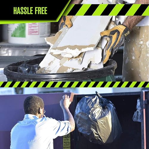 Aluf Plastics 65 Gal Black Heavy Duty Garbage Bags 1.5 Mil - 50"x 48" - Pack of 50 - For Contractor, Outdoor, Construction, & Storage