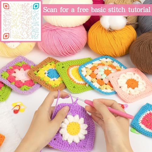 Katech 20 Skeins Cotton Yarn for Crocheting-55% Cotton 45% Acrylic-#3 DK (Light)-Super Soft Milk Cotton Yarn-Great Crochet and Knitting Starter Kit for Colorful Craft(Color A)
