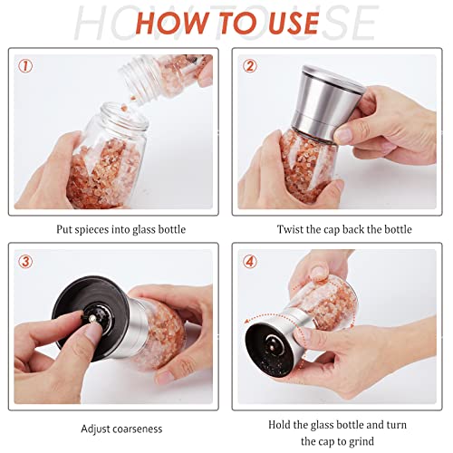 Original Stainless Steel Salt or Pepper Grinder - Top Spice Mill with Ceramic Blades, Brushed Stainless Steel and Adjustable Coarseness By Pepper Grinder (Single Package)