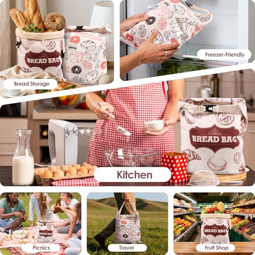 Beeswax Bread Bags,Extra Large 2 Pack- 17"×13" Reusable Sourdough Bread Bags for Homemade Bread