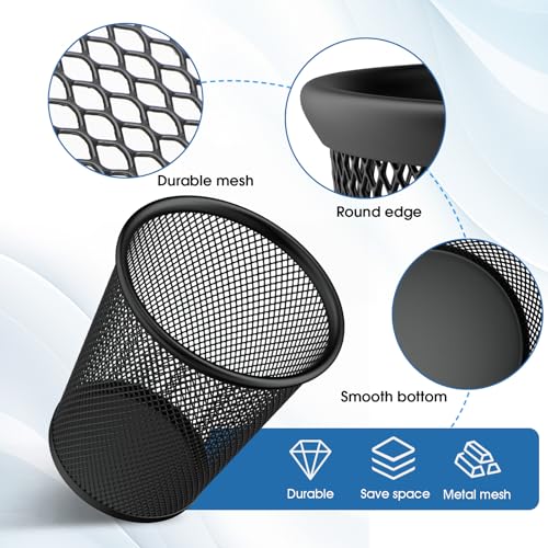 MaxGear Pen Holder for Desk, Premium Mesh Metal Pencil Holder Pen Cup Marker Organizer Makeup Brush Holders, Desk Accessories & Workspace Organizers for Home, School & Office, 5.4’’, 2 Pack