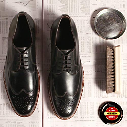 KIWI Shoe Shine Kit, Black - Gives Shoes Long-Lasting Shine and Protection (2 Tins, 1 Brush, 1 Dauber and 1 Cloth)