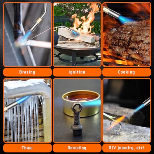 Propane Torch Head, High Intensity Torch Head Trigger Start Gas Torch, Map Gas Torch Kit for Propane, Map and Mapp Gas, Mapp Gas Torch for Soldering, Welding, Cooking (Not Included Gas Tank)
