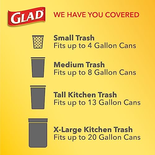 Glad Tall Kitchen Trash Bags 13 Gallon, Unscented Garbage Bags, Handle-Tie, 50 Count