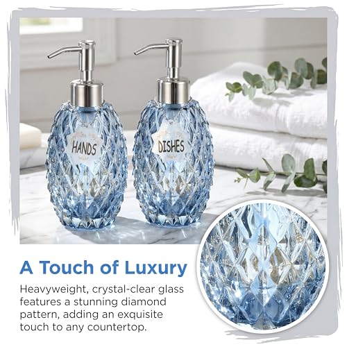 MALACHI Glass Soap Dispenser, 304 Rustproof Stainless Steel Pump, Refillable Multi‑use for Hand Soap, Dish Soap, Body Wash, Shampoo, Baby Wash for Bathroom Kitchen & Commercial