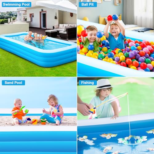 Extra Large Inflatable Pool 165'' x 76'' x 22'' for Adults & Kids | Family blow up pool with electric pump, thickened PVC for backyard swimming, outdoor play and summer fun