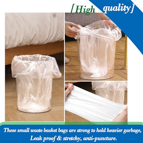 4 Gallon 100pcs Small Clear Trash Bags Strong Clear Garbage Bags, Bathroom Trash Can Bin Liners, Plastic Bags for Office Home Kitchen, Waste Basket Liner, Fit 12-15 Liter, 3-4 Gal(4G100-Clear)