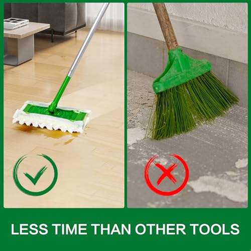 Heavy Duty Dry Sweeping Cloths Compatible with Sweeper Mop, Microfiber Duster Mop Pads Refills for Cleaning Hardwood Floor Dust and Pet Hair, Disposable (100)