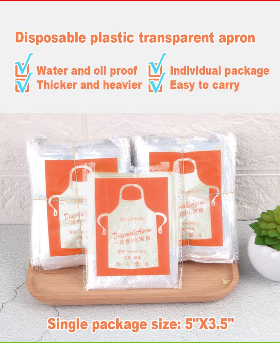 Disposable Aprons (50 Count), Plastic apron for Painting Party, Cooking, Housework, Picnic etc.