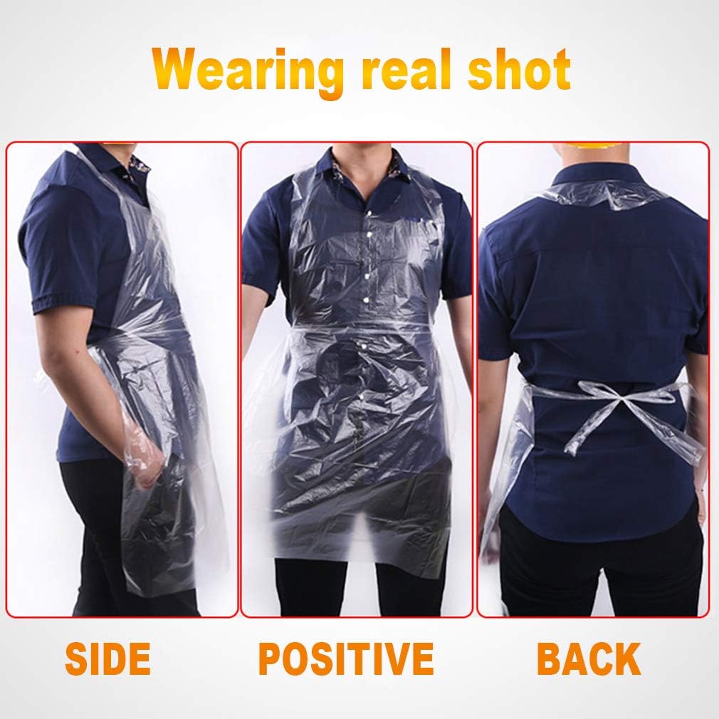 Disposable Aprons (50 Count), Plastic apron for Painting Party, Cooking, Housework, Picnic etc.