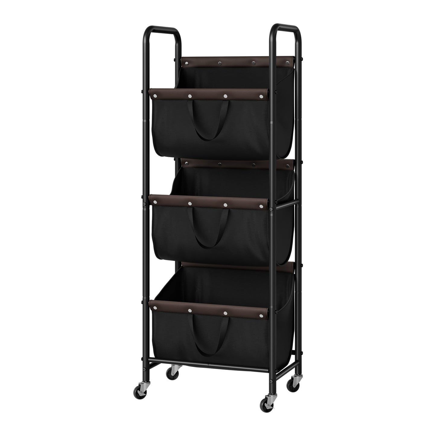 GRANNY SAYS 3 Tier Laundry Sorter, Laundry Basket with Wheels, Laundry Room Organization and Storage, 3 Section Rolling Laundry Cart for Dorm, Bathroom, Bedroom, Closet, Black