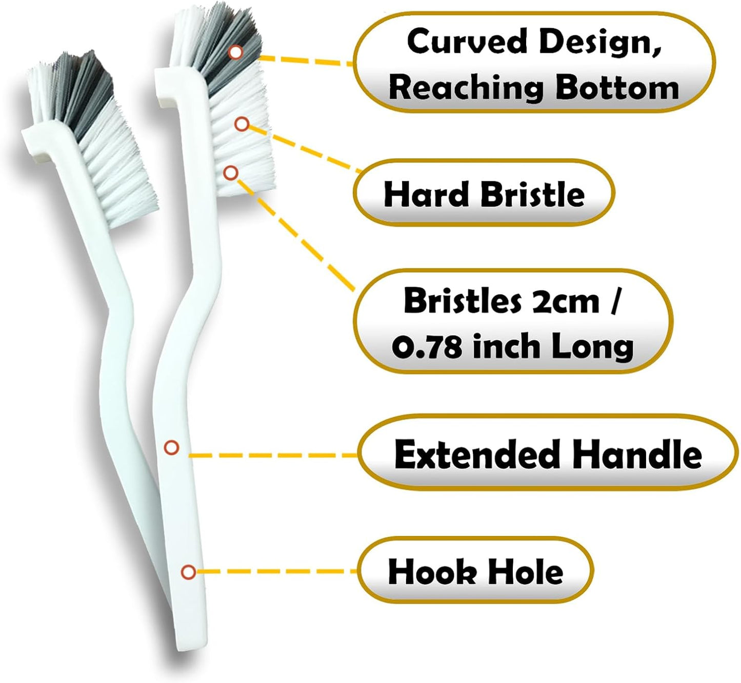 Betanull Crevice Cleaning Brush Set, Multi-Purpose Hard Bristle Brushes for Deep Cleaning Kitchen, Bathroom, Grout, Sink, Cup, Teapot, Bottle, Blender, Corners, Tight Spaces & More