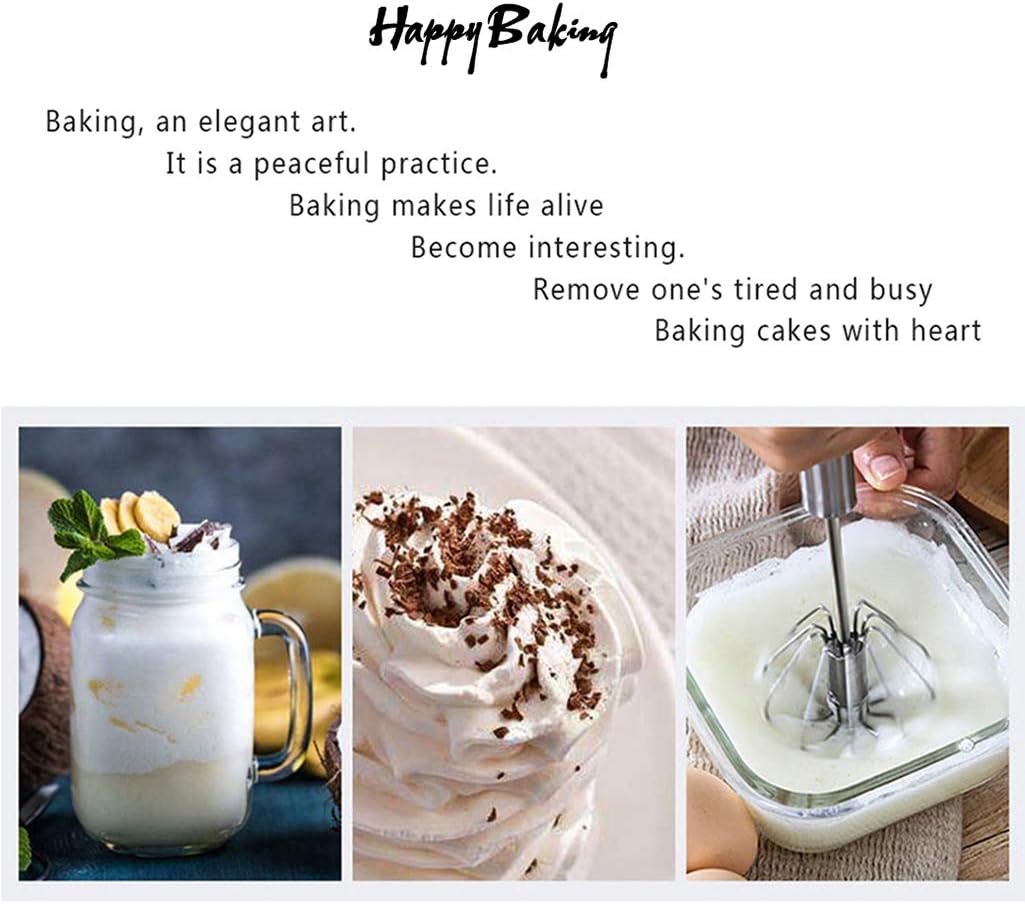 Stainless Steel Egg Whisk, Hand Push Rotary Whisk Blender, Versatile Milk Frother, Hand Push Mixer Stirrer for Blending, Whisking, Beating & Stirring (12in)