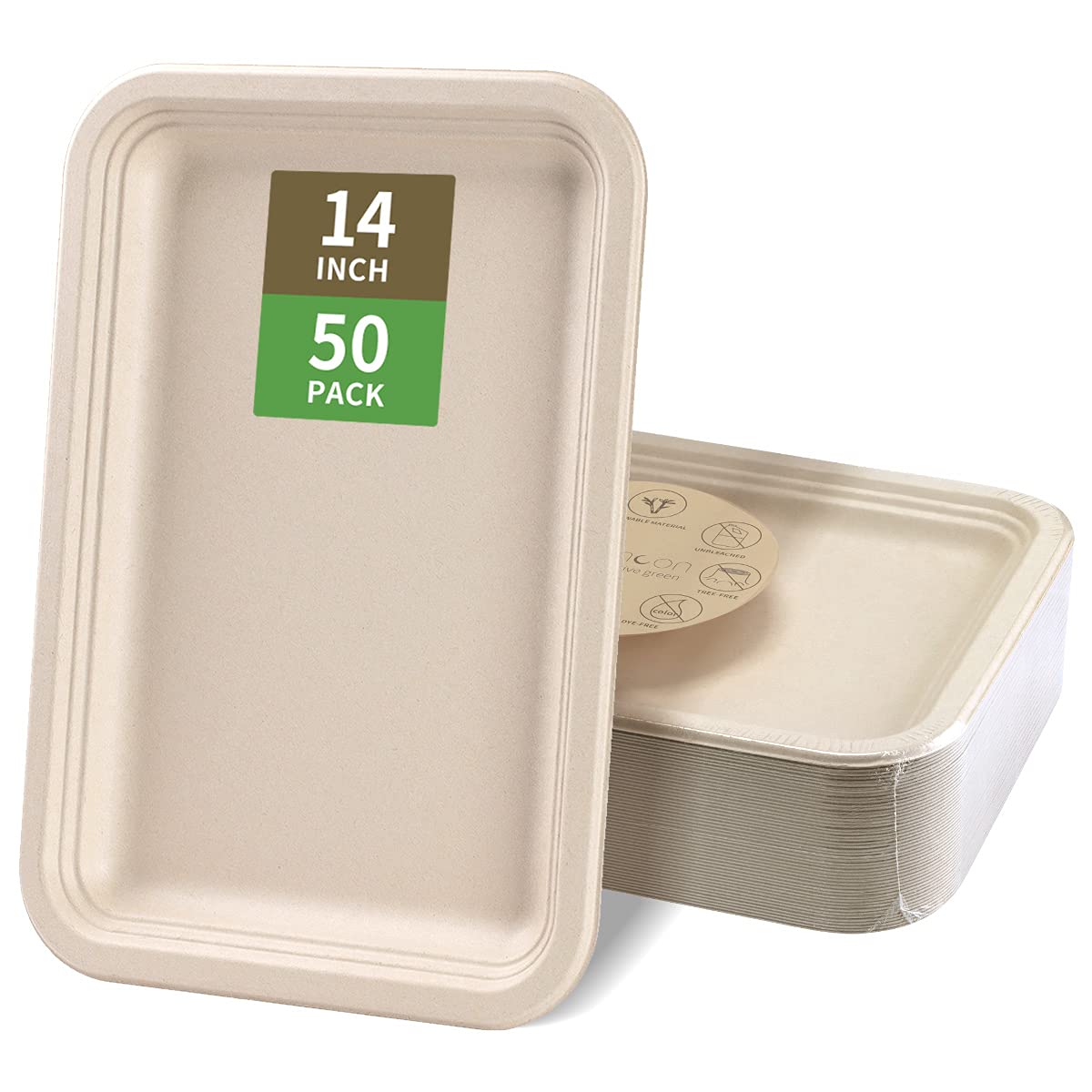 bloomoon 50 Pack 14 inch Disposable Crawfish Trays,Large Paper Plates 14 inch Food Trays Disposable for Seafood Lobster Crab BBQ, Crawfish Boil Party Supplies