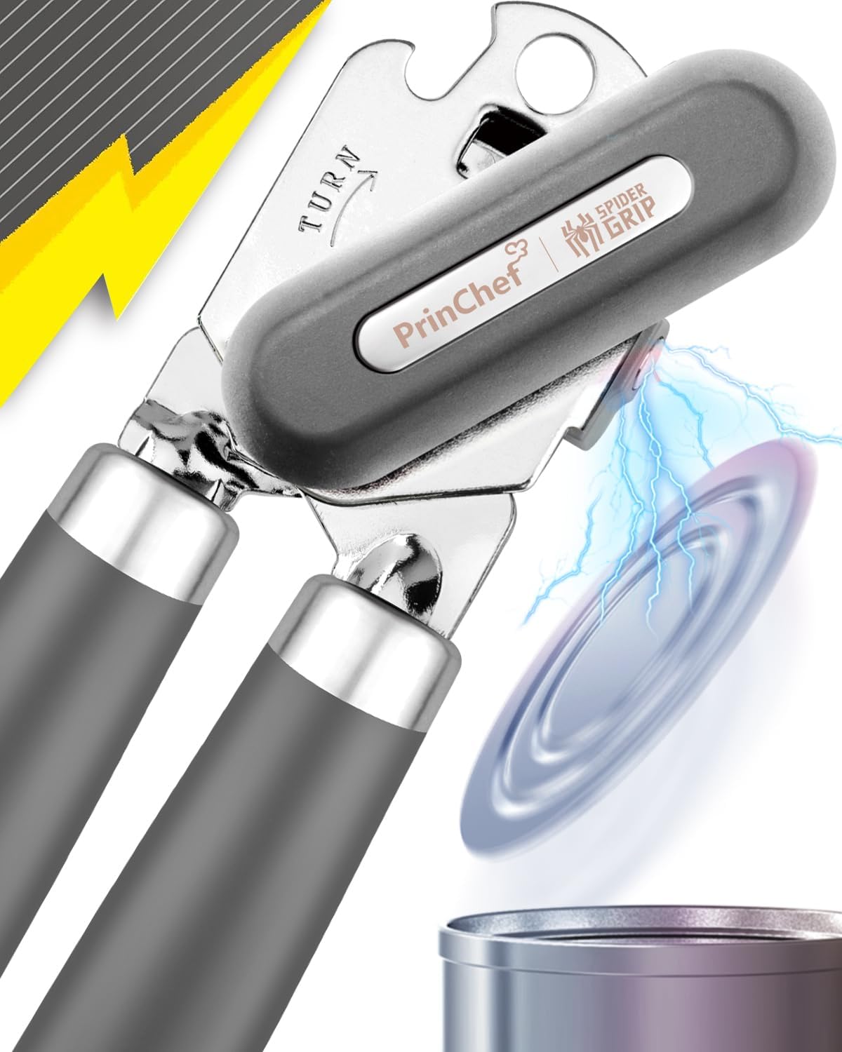 Can Opener, No-Trouble-Lid-Lift Manual Handheld Can Opener with Magnet, Smooth Edge Safe Cut for Beer/Tin/Bottle, Big Turning Knob Anti-Slip Handle Good for Seniors with Arthritis